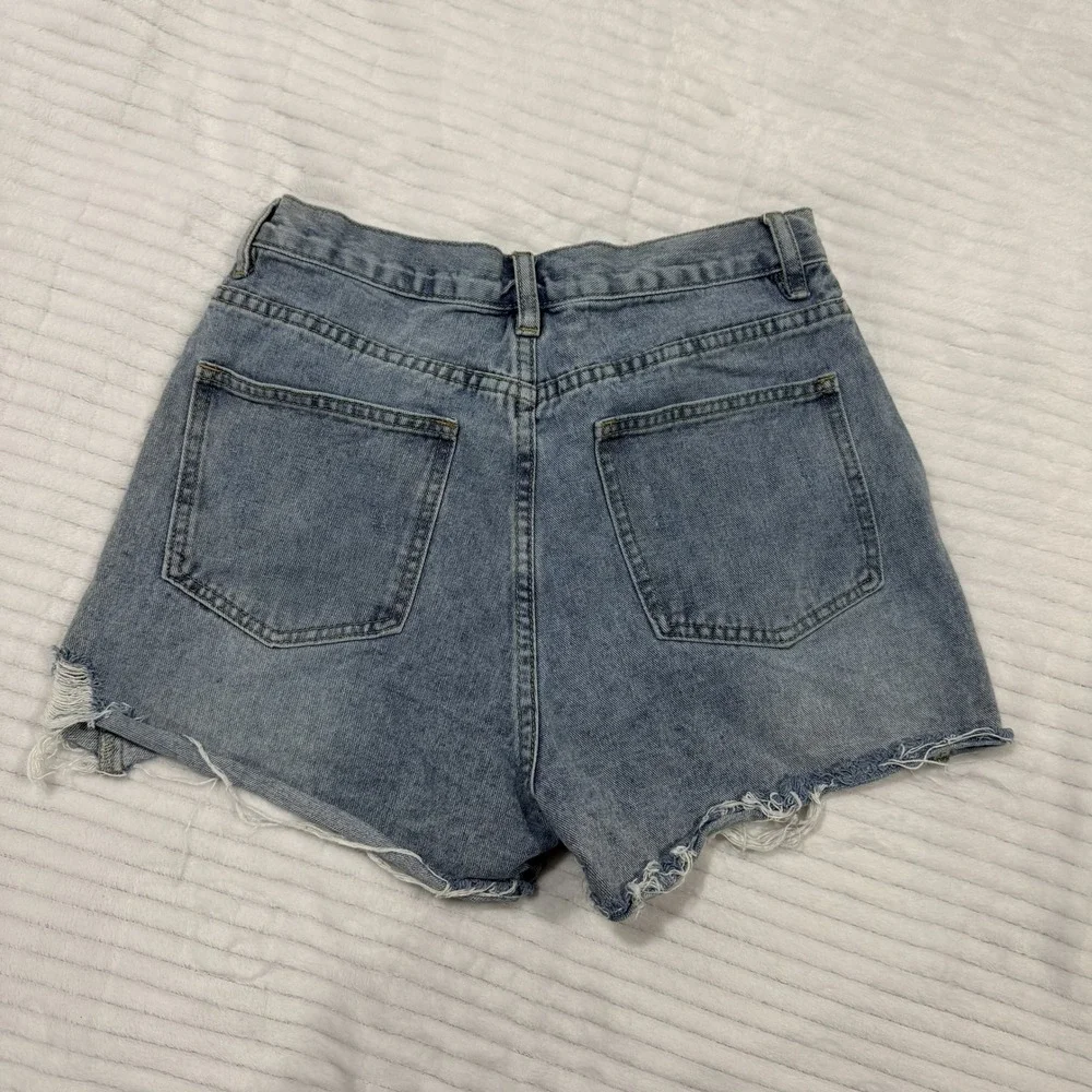 Eyeshock Womens Distressed Denim Shorts Light Wash Blue High Waisted Size M - Picture 5 of 9